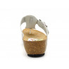 Women's Wedge Sandals Leather Mules white floral - Pull-On Shoes Slippers with Leather Footbed & Cork Sole - Made In Spain