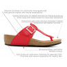 genuine leather womens ladies wedge sandals red leather mules cork-sole leather-footbed