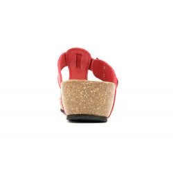 Women's Wedge Sandals Leather Mules red Summer Shoes with Leather Footbed & Cork Sole - Made In Spain