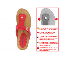 Damen Sandalen rot Leder Zehentrenner Keilabsatz Pantoletten mit Fußbett & Korksohle - Made In Spain