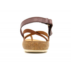 Women's Leather Flat Sandals brown Back-Strap Summer Shoes Cork Sole Leather Footbed MADE IN SPAIN