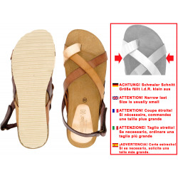 Women's Leather Flat Sandals brown Back-Strap Summer Shoes Cork Sole Leather Footbed Morxiva 830
