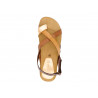 Women's Leather Flat Sandals brown Back-Strap Summer Shoes Cork Sole Leather Footbed Morxiva 830