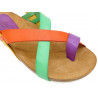 Women's Flat Sandals Leather Back-Strap Velcro Shoes Cork Sole colourful