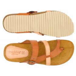 Damen Sandalen braun Leder Riemchen Zehentrenner Sommerschuhe Korksohle Echtleder Fußbett Made In Spain Morxiva
