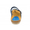 Damen Sandalen blau Leder Riemchen Sommerschuhe Zehentrenner Echtleder Fußbett Korksohle - SALE