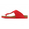 Women's Mules red Leather Nubuck Flat Sandals Thongs with Leather Footbed Made In Spain sale