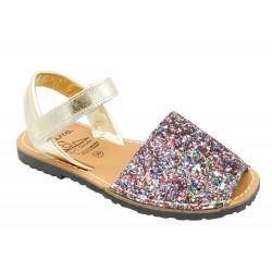 Girl's Avarcas Glitter Sandals Summer Shoes flat open, multicolor colorful sequins 207 - Avarca Menorquina - Made In Spain