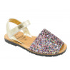 Girl's Avarcas Glitter Sandals Summer Shoes flat open, multicolor colorful sequins 207 - Avarca Menorquina - Made In Spain