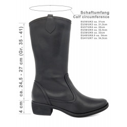 Damen Stiefel schwarz Leder Damenstiefel Waden-hoch elegant klassisch - B.D.A. Made In Spain