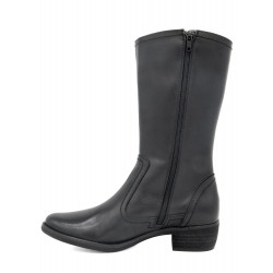 Women's Mid-Calf Boots Leather black Autumn Boots with Zip