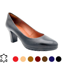 Desireé Damen Pumps Leder Abendschuhe Business Schuhe 6-cm Komfort Absatz schwarz braun rot blau beige - Made In Spain