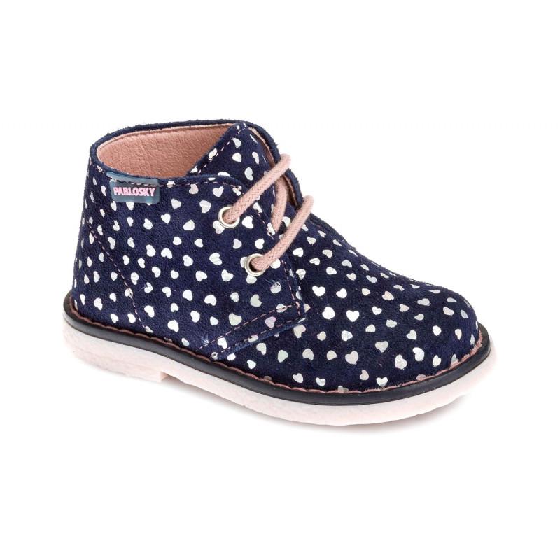 PABLOSKY Girl's Leather Boots Toddler Children Lace-Up Boots with small hearts cute comfortable navy PABLOSKY Girl's Leather Boots Toddler Children Lace-Up Boots with small hearts cute comfortable navy