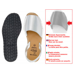 Damen Sandalen Leder Avarcas silbern metallic Menorca Schuhe Sandalette - Avarca Menorquina Made In Spain