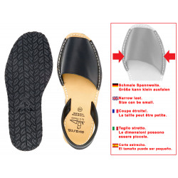 Damen Leder Sandalen schwarz Avarcas Menorca Sandalette Abarca offen flach - Avarca Menorquina Made In Spain