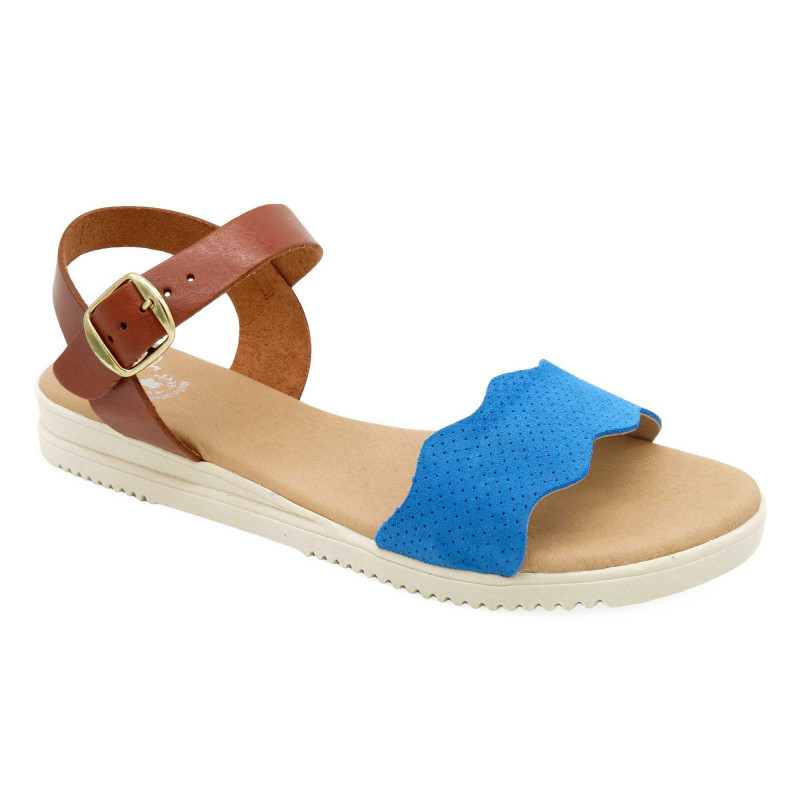 Damen Sandalen Sommer Schuhe Echtleder Nubuk blau Made In Spain Damen Sandalen Sommer Schuhe Echtleder Nubuk blau Made In Spain
