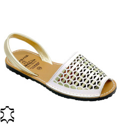 Damen Leder Sandalen gold Avarca Menorca Sommer Schuhe perforiert - Avarca Menorquina Made In Spain