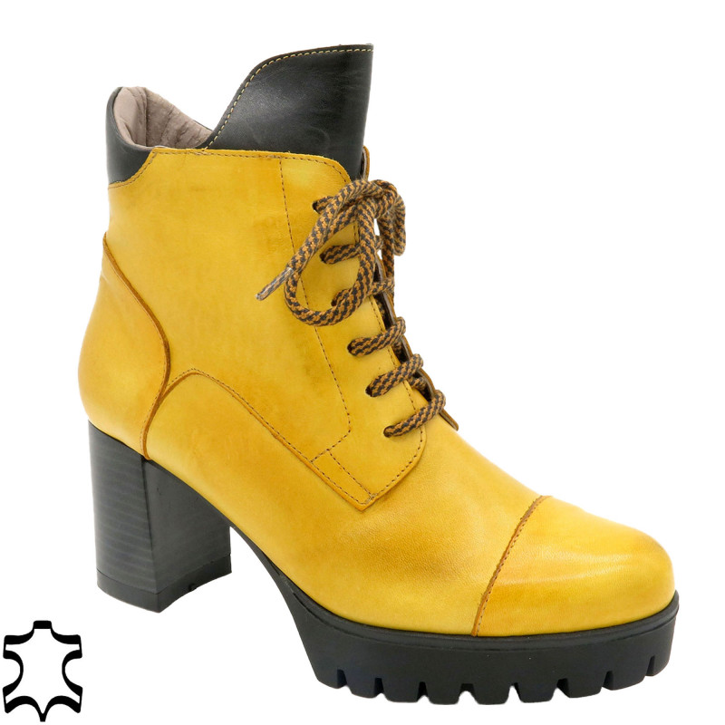 stiefeletten mit absatz gelb