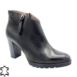 Damen Leder Stiefelette schwarz Herbst Schuhe High-Heels 8-cm Absatz - B.D.A. Made In Spain