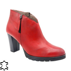 Damen Leder Stiefeletten rot Herbst Schuhe 8-cm Absatz Echtleder Futter - B.D. A. Made In Spain