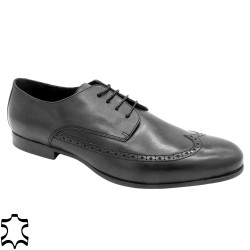 Herren Halbschuhe schwarz Leder Brogue Business Schuhe klassisch elegant - Made In Spain