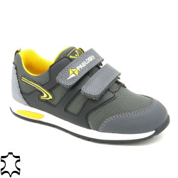 Jungen Mädchen Sneakers grau Leder Turnschuhe Kinder Schuhe PABLOSKY Made In Spain