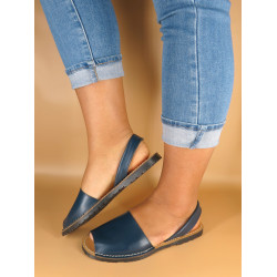 Echtleder Damen Sandalen Avarca Menorquina Leder Sommer Schuhe dunkel-blau