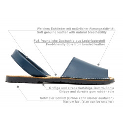 Avarca Damensandalen Leder  Sommer Sandalen flach dunkelblau