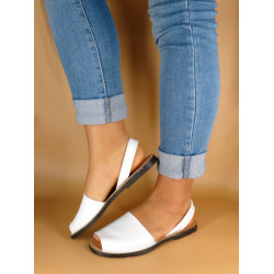 Spanish Avarca Menorquina Women's Flat Sandals Leather Summer Shoes white
