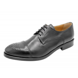 Marttely Men's dress shoes leather brogue lace-up shoes black Made In Spain