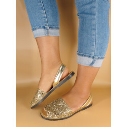 Womens flat sandals glitter sequins summer shoes spanish made Avarca Menorquina 275