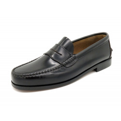 Herren Business Schuhe Leder Slipper Penny Loafer Ledersohle Rahmengenäht schwarz PREMIUM