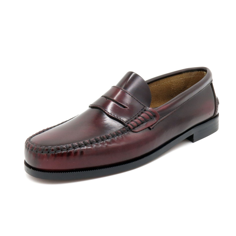 Herren Slipper Leder Business Schuhe Penny Loafer Anzugschuhe Goodyear Rahmengenäht Ledersohle bordeaux rot Latino Marttely 300