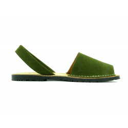 Avarca Damen Leder Sandalen Wildleder Menorca Schuhe Abarca Menorquina grün khaki - MADE IN SPAIN