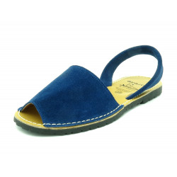 Avarca Women's Flat Sandals blue navy Suede Leather Summer Shoes Abarca Menorquina - MADE IN SPAIN