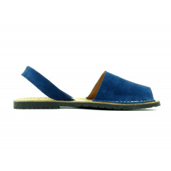 Avarca Women's Flat Sandals blue navy Suede Leather Summer Shoes Abarca Menorquina - MADE IN SPAIN