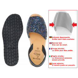 Avarca Women's Flat Sandals Glitter Sequins Leather navy Summer Shoes