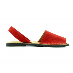 Avarca Women's Flat Sandals red Suede Leather Summer Shoes Abarca Menorquina - MADE IN SPAIN