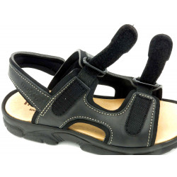 Men's Leather Sandals Summer Shoes with Self-Fastening Straps & Leather Footbed black Morxiva Casual