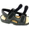 Herren Leder Sandalen Sommerschuhe Klettverschluss Riemchen Echtleder Fußbett schwarz Morxiva Casual
