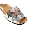 Damen Leder Sandalen weiß Blumen Avarca Menorquina Keilabsatz Sandaletten Sommerschuhe leicht offen