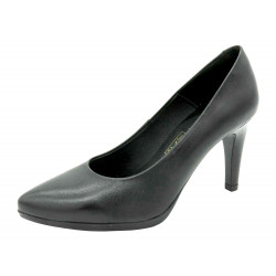 Women's Court Shoes black Leather High-Heels with 3.5" Stiletto Heels - Desireé Made In Spain