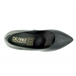 Women's Court Shoes black Leather High-Heels with 3.5" Stiletto Heels - Desireé Made In Spain