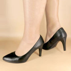 Damen Pumps schwarz Leder Stilettos Stöckelschuhe High-Heels Brautschuhe Abendschuhe 9-cm Stiletto Absatz 1251 Desireé