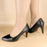 Damen Pumps schwarz Leder Stilettos Stöckelschuhe High-Heels Brautschuhe Abendschuhe 9-cm Stiletto Absatz 1251 Desireé
