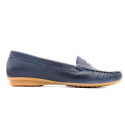 Damen Loafer Schuhe Leder Mokassins natur braun navy blau Sommer Schuhe leicht geschlossen bequem