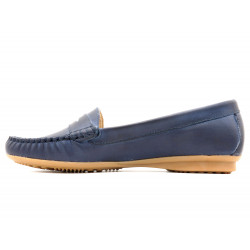 Women's Loafer navy blue Leather Moccasin light Pull-On Summer Shoes comfort lightweight