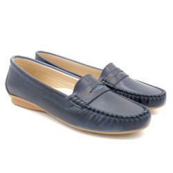 Damen Loafer Schuhe Leder Mokassins natur braun navy blau Sommer Schuhe leicht geschlossen bequem