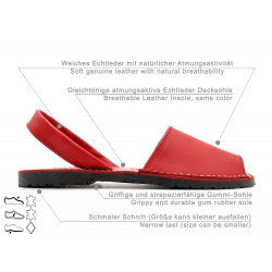 Avarca Damen Sandalen Leder rot Sommerschuhe Menorquina Sandaletten flach menorquinisch menorka spanien