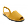 Avarca Damen Sandalen Leder gelb Sommerschuhe Menorquina Sandaletten flach offen Damensandalen menorquinisch bunt